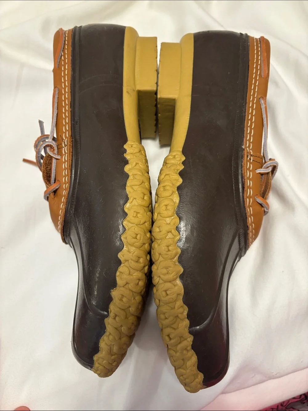 L.L. Bean Men's Brown and Tan Two-Tone Boat Shoes